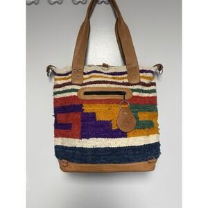 Humble Hilo Leather Wool Boho Satchel Bag Multicolor Purse